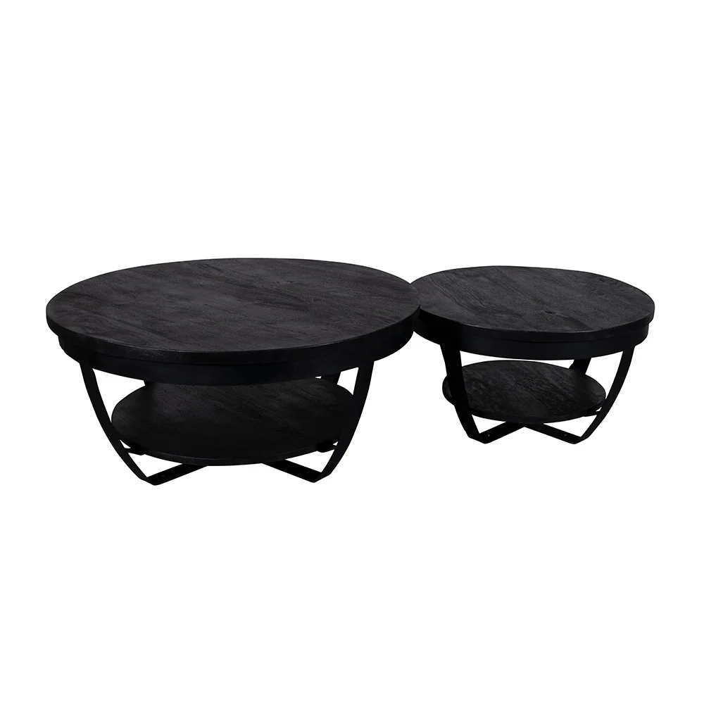 Mangohouten Salontafel Rond Maeve 65 cm Zwart - Image 6
