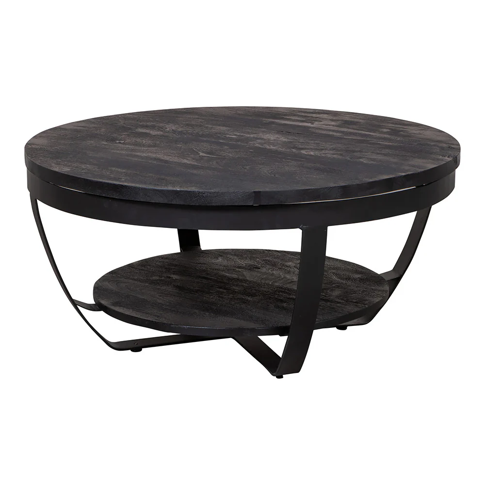 Mangohouten Salontafel Rond Maeve 90 cm Zwart - Image 2