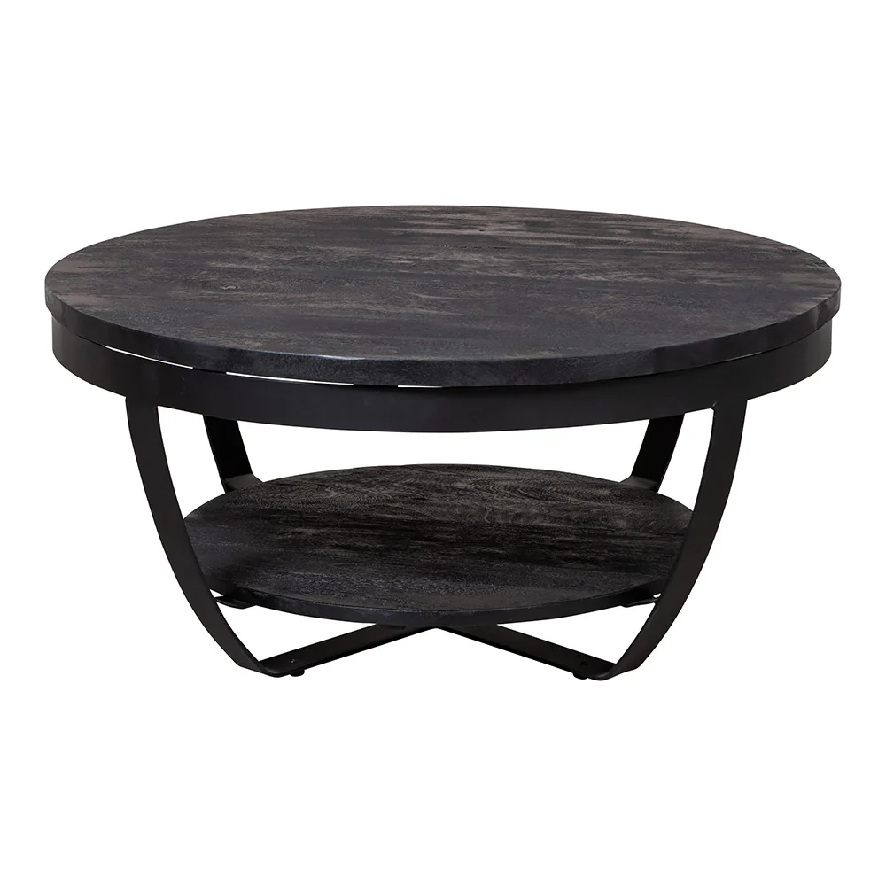 Mangohouten Salontafel Rond Maeve 90 cm Zwart - Image 3