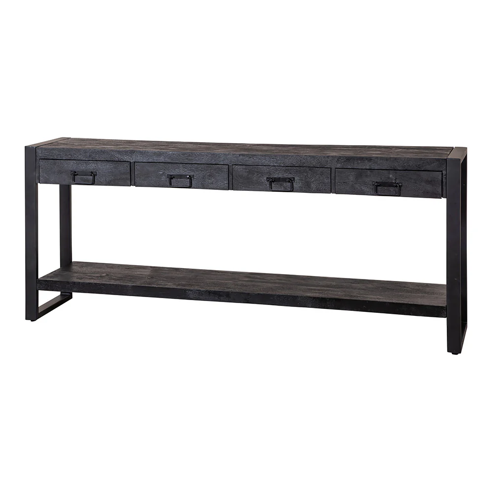 Mangohouten Sidetable Britt 180 cm Zwart - Image 3