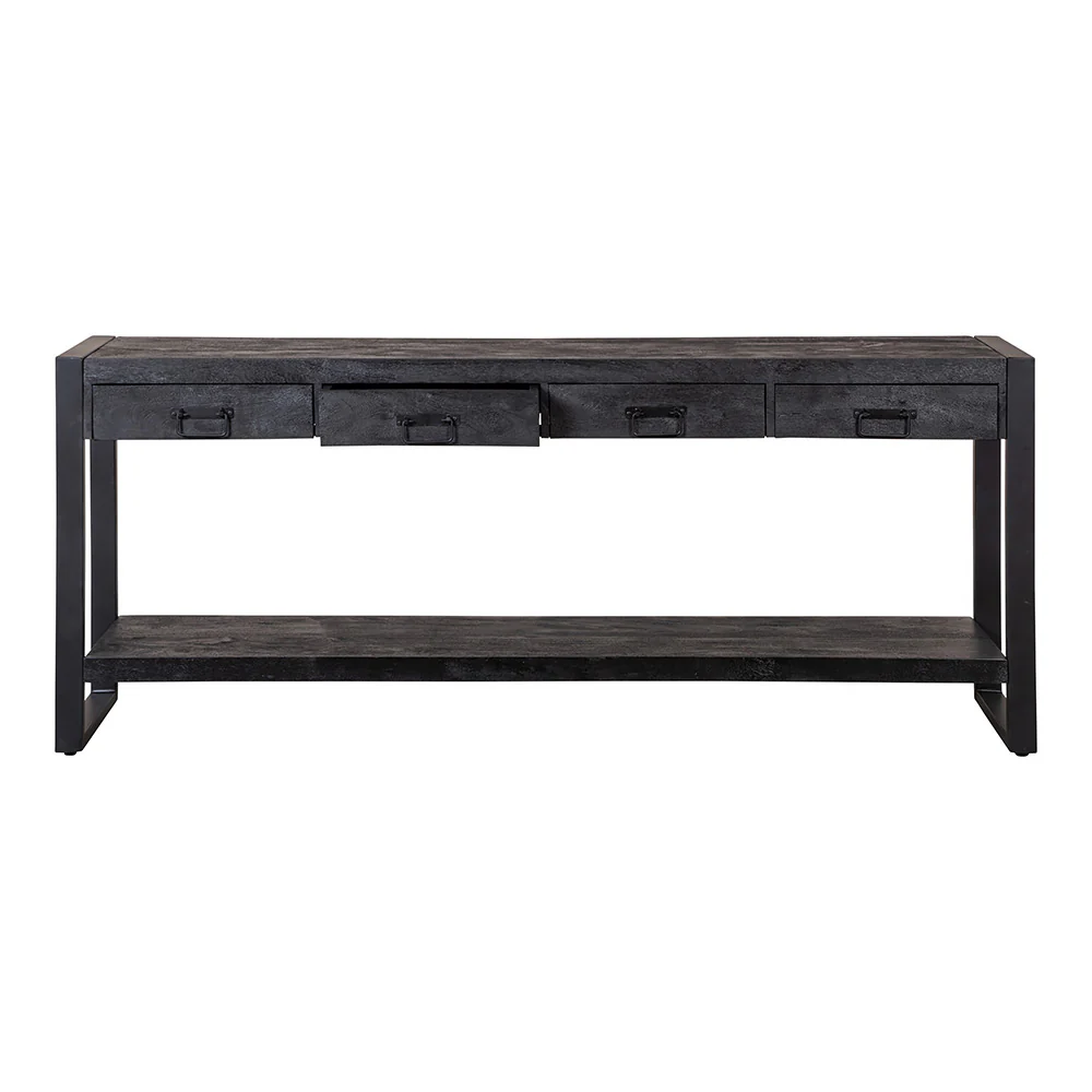 Mangohouten Sidetable Britt 180 cm Zwart - Image 4