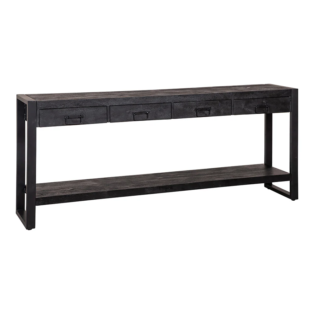 Mangohouten Sidetable Britt 180 cm Zwart - Image 5