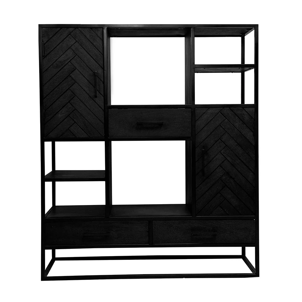 Mangohouten Vakkenkast Kjeld 120 cm Zwart - Image 2