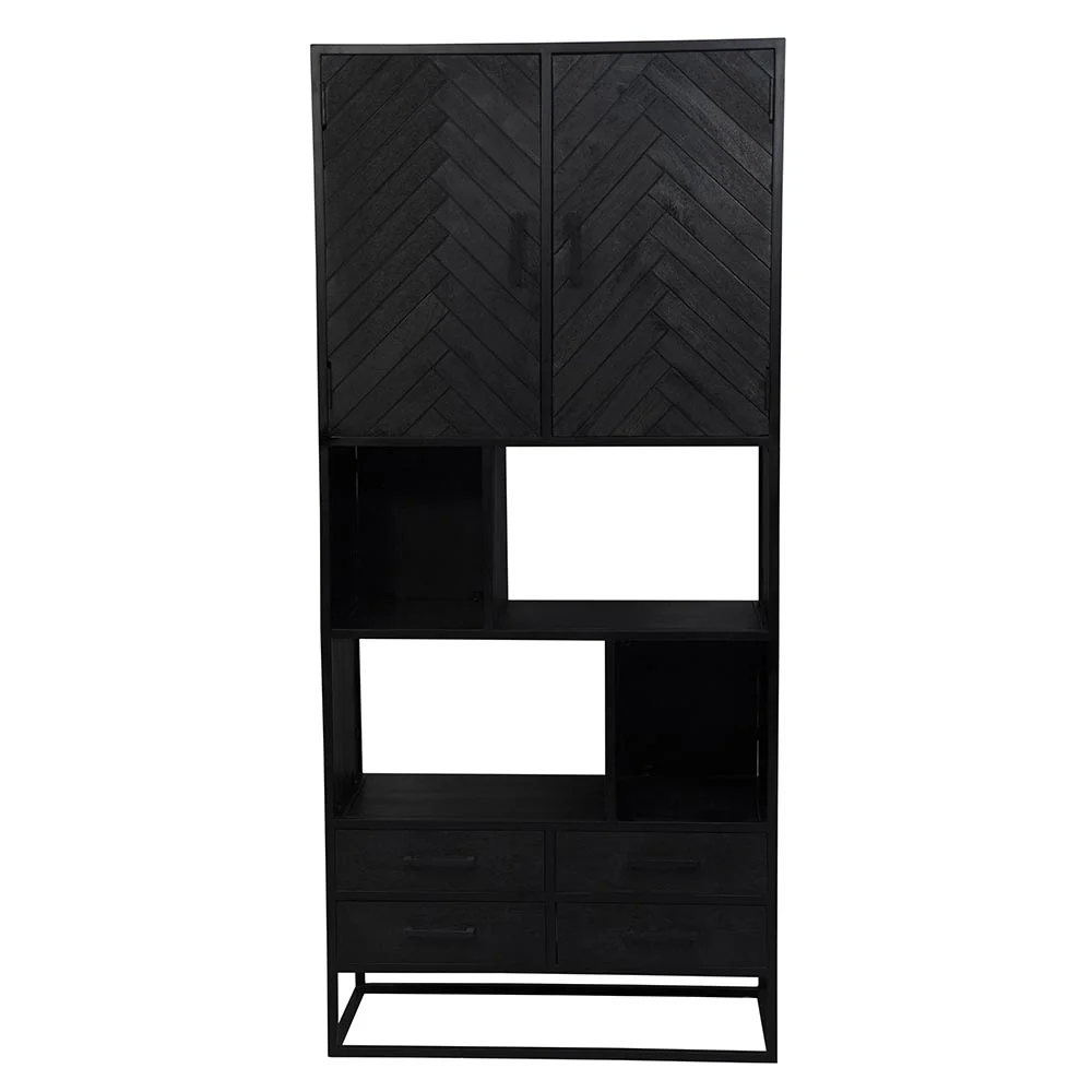 Mangohouten Vakkenkast Kjeld 90 cm Zwart - Image 2