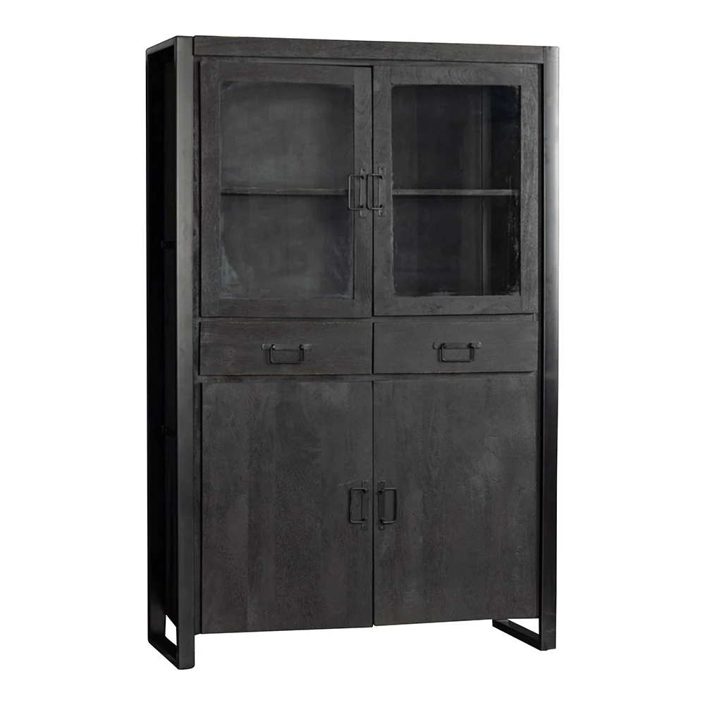 Mangohouten Vitrinekast Britt 115 cm Zwart - Image 3