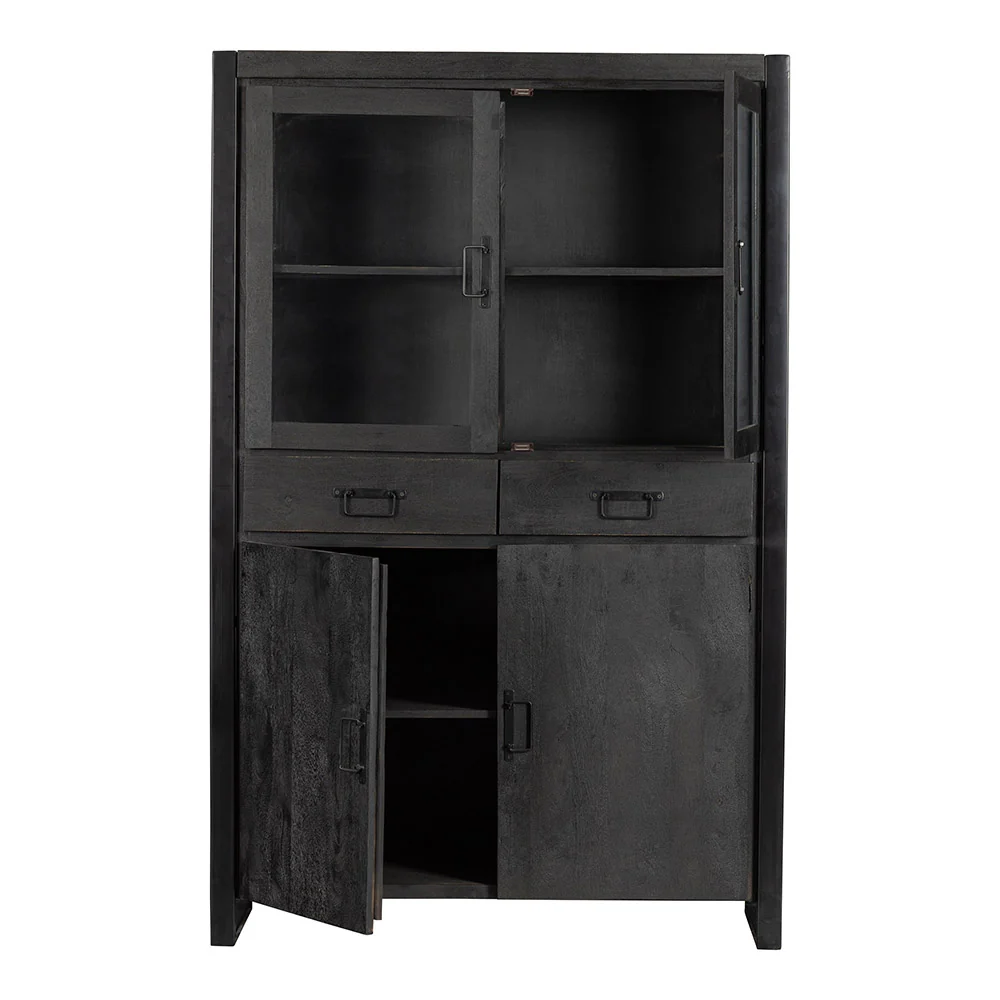 Mangohouten Vitrinekast Britt 115 cm Zwart - Image 4