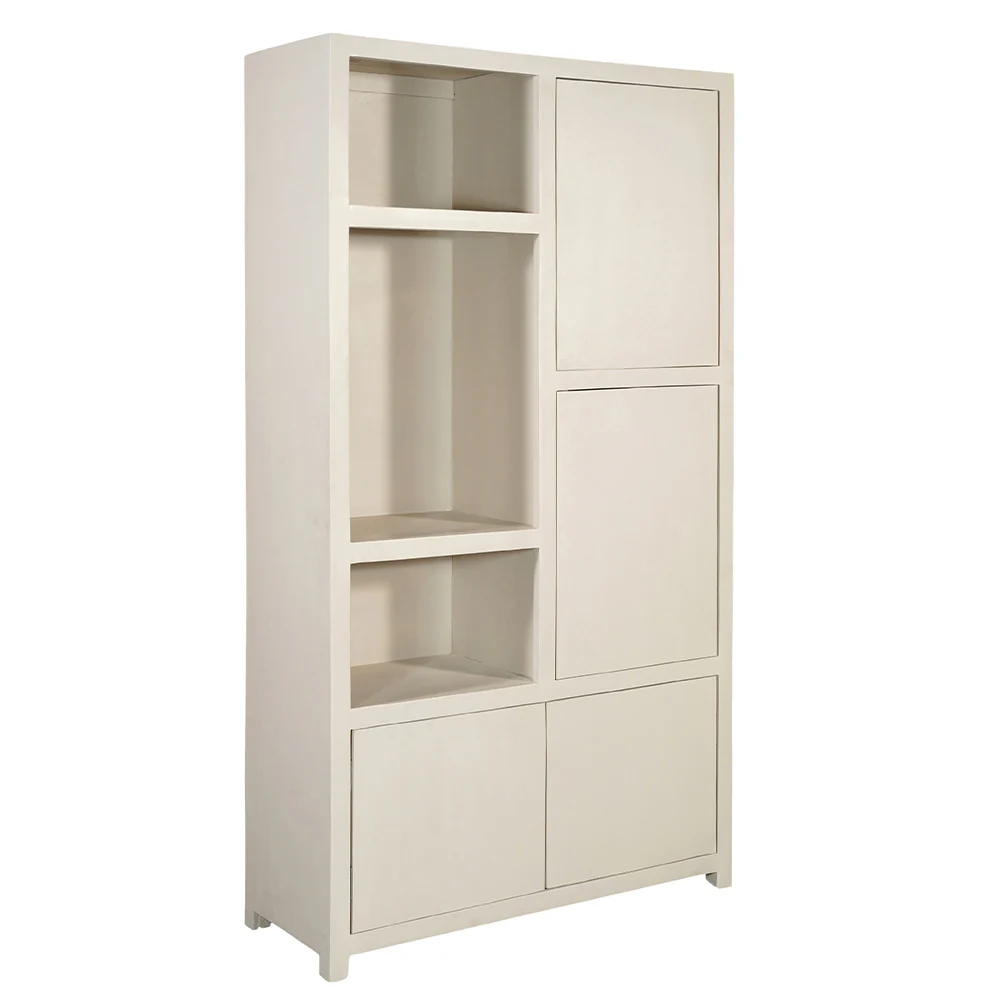 Mangohouten Wandkast Evan 120 cm Crème (3 open vakken, 4 deuren) - Image 3