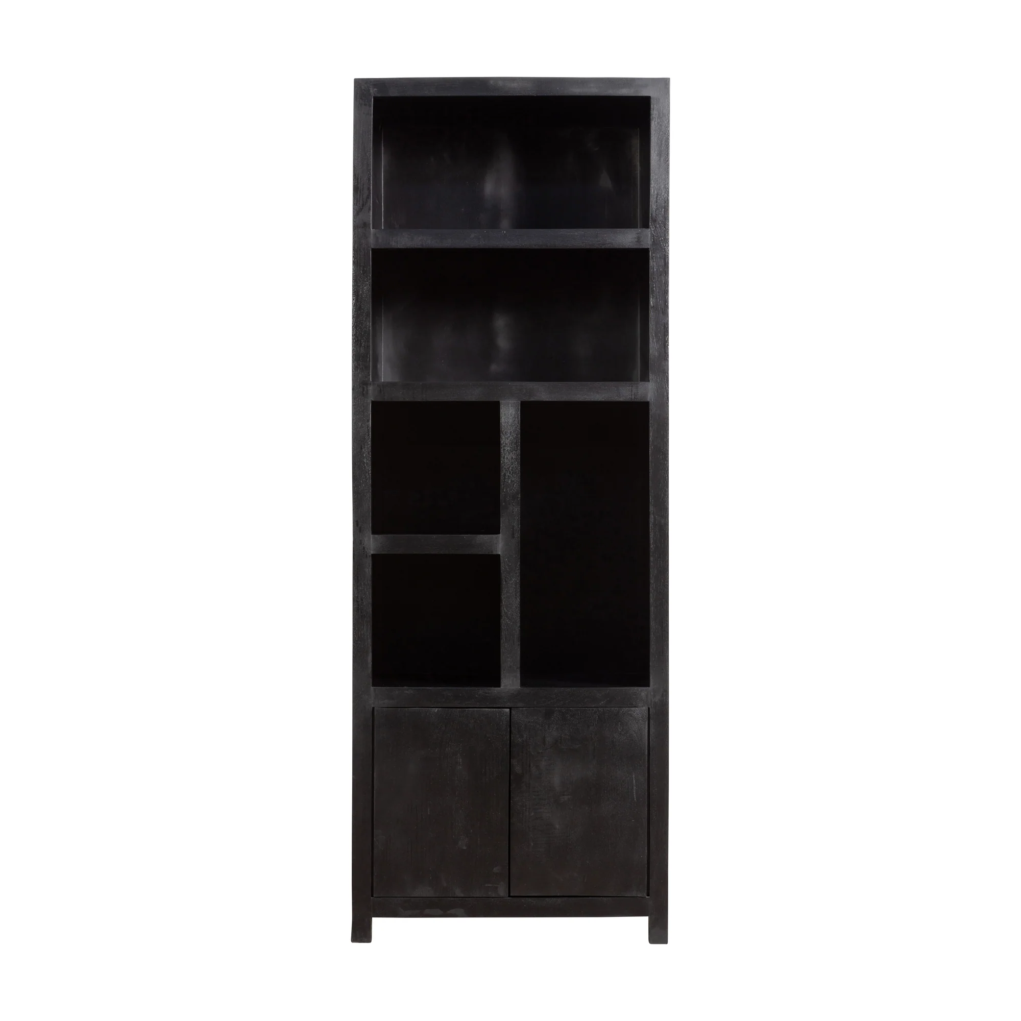 Mangohouten Wandkast Evan 80 cm (5 open vakken, 2 deuren) - Image 2