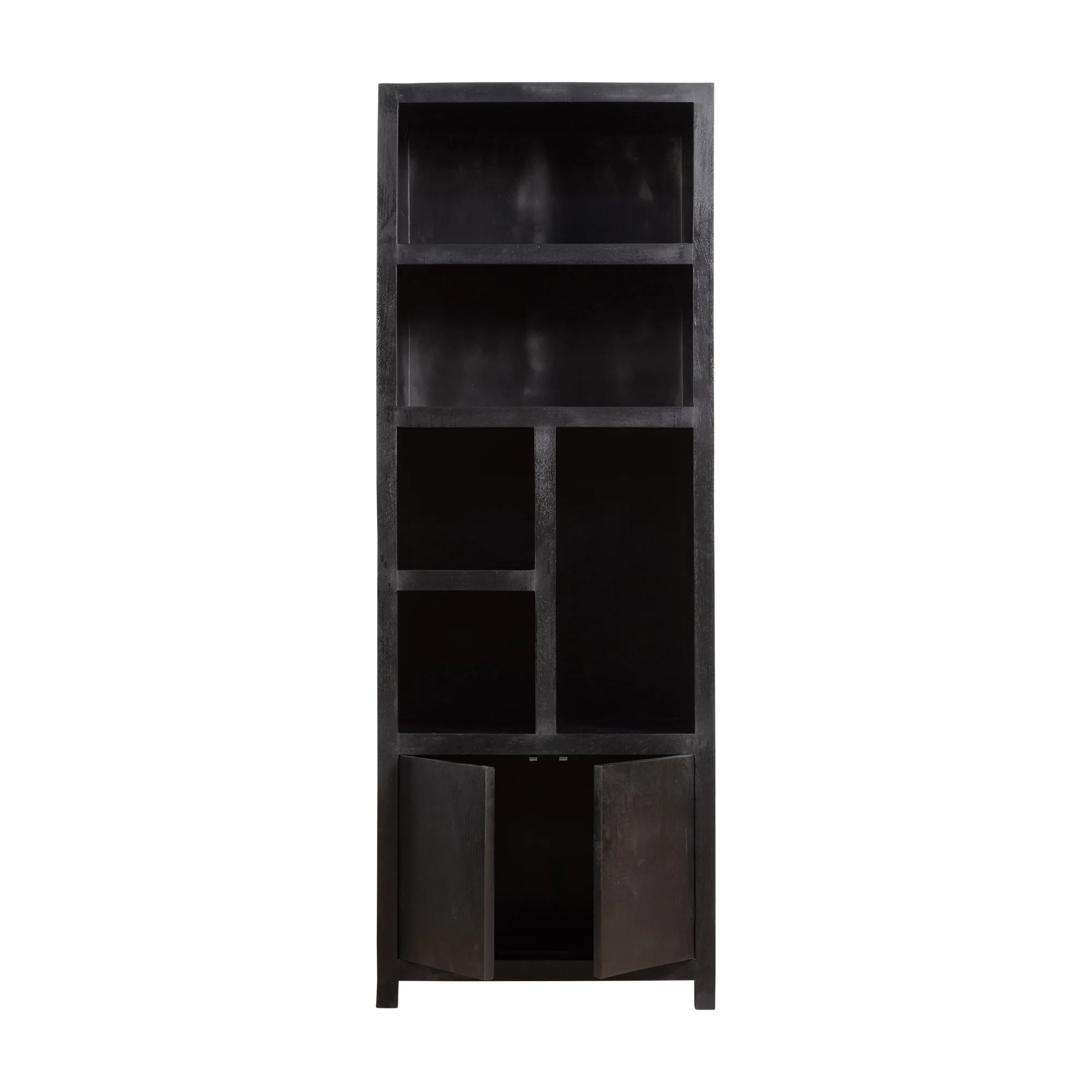 Mangohouten Wandkast Evan 80 cm (5 open vakken, 2 deuren) - Image 3