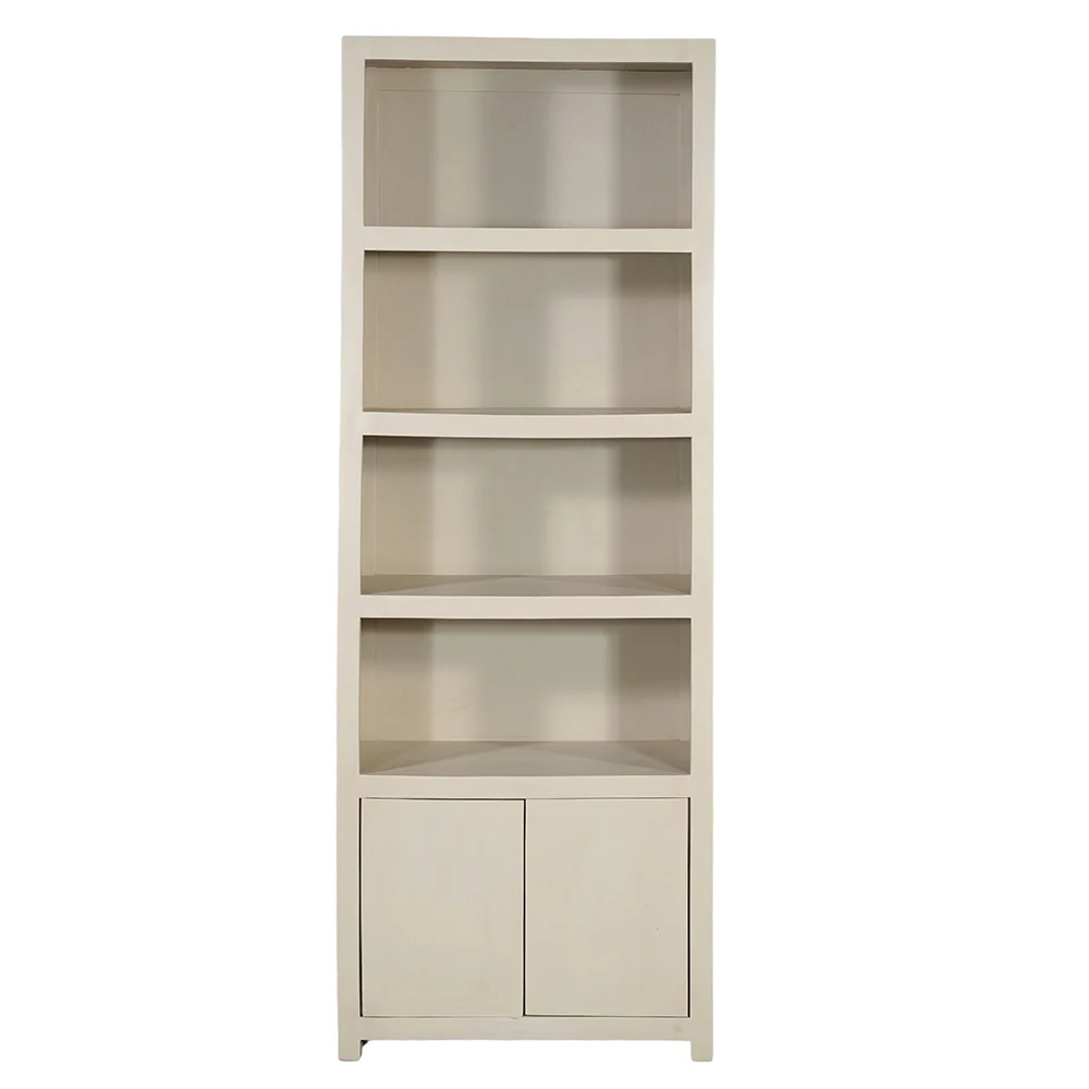 Mangohouten Wandkast Evan 80 cm Crème (4 open vakken, 2 deuren) - Image 2
