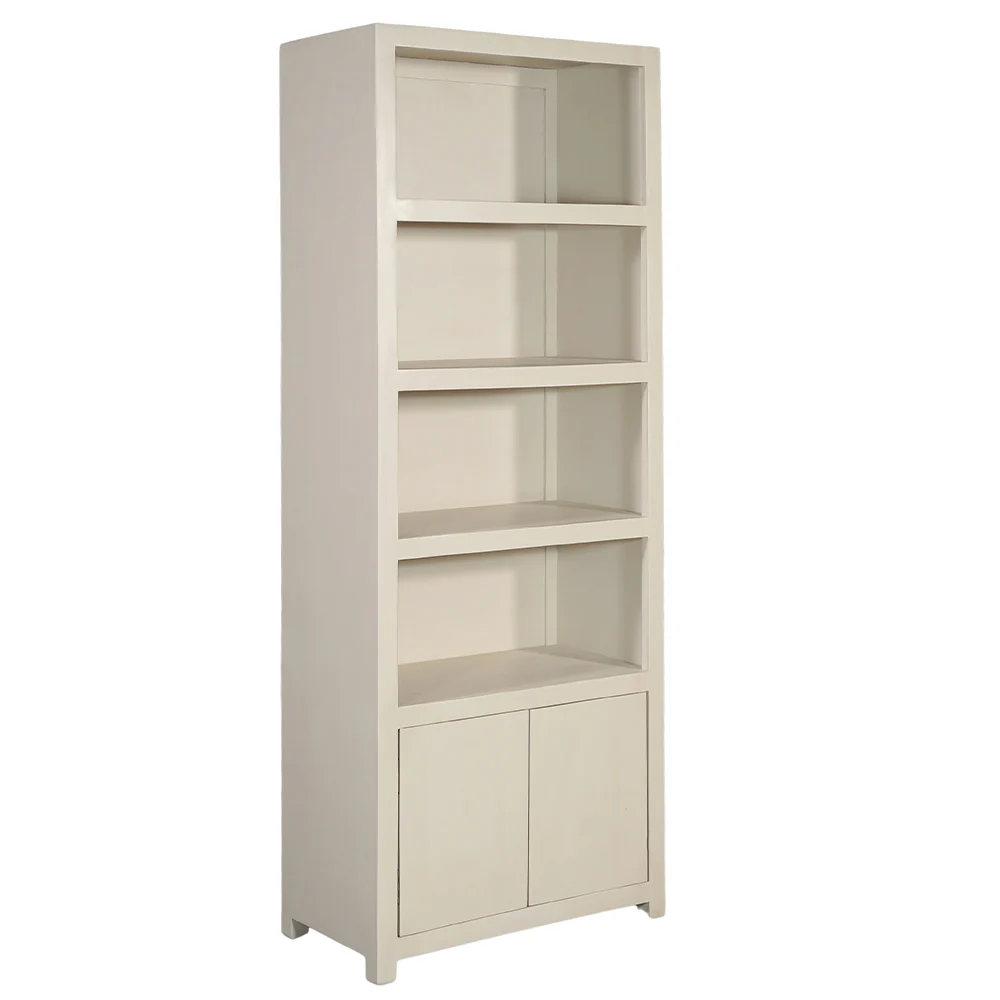 Mangohouten Wandkast Evan 80 cm Crème (4 open vakken, 2 deuren) - Image 3