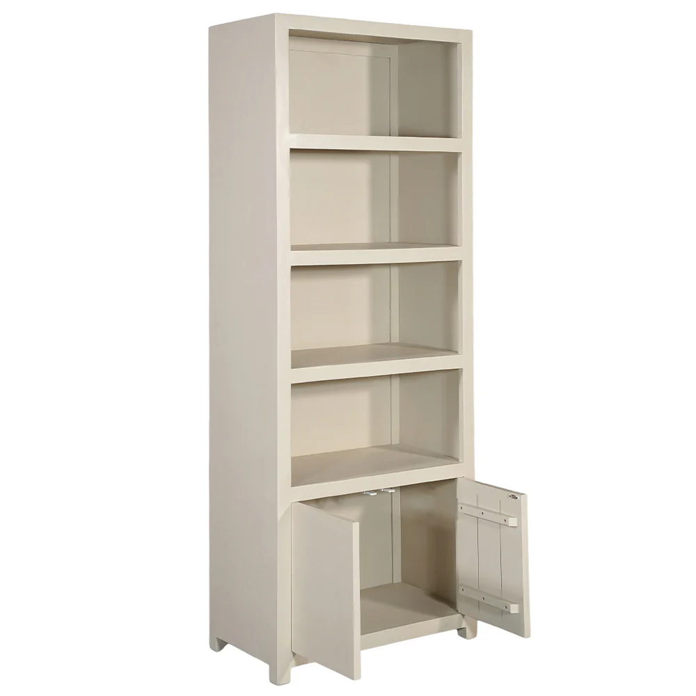 Mangohouten Wandkast Evan 80 cm Crème (4 open vakken, 2 deuren) - Image 4