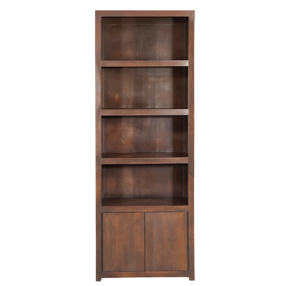 Mangohouten Wandkast Evan 80 cm Walnoot (4 open vakken, 2 deuren) - Image 2