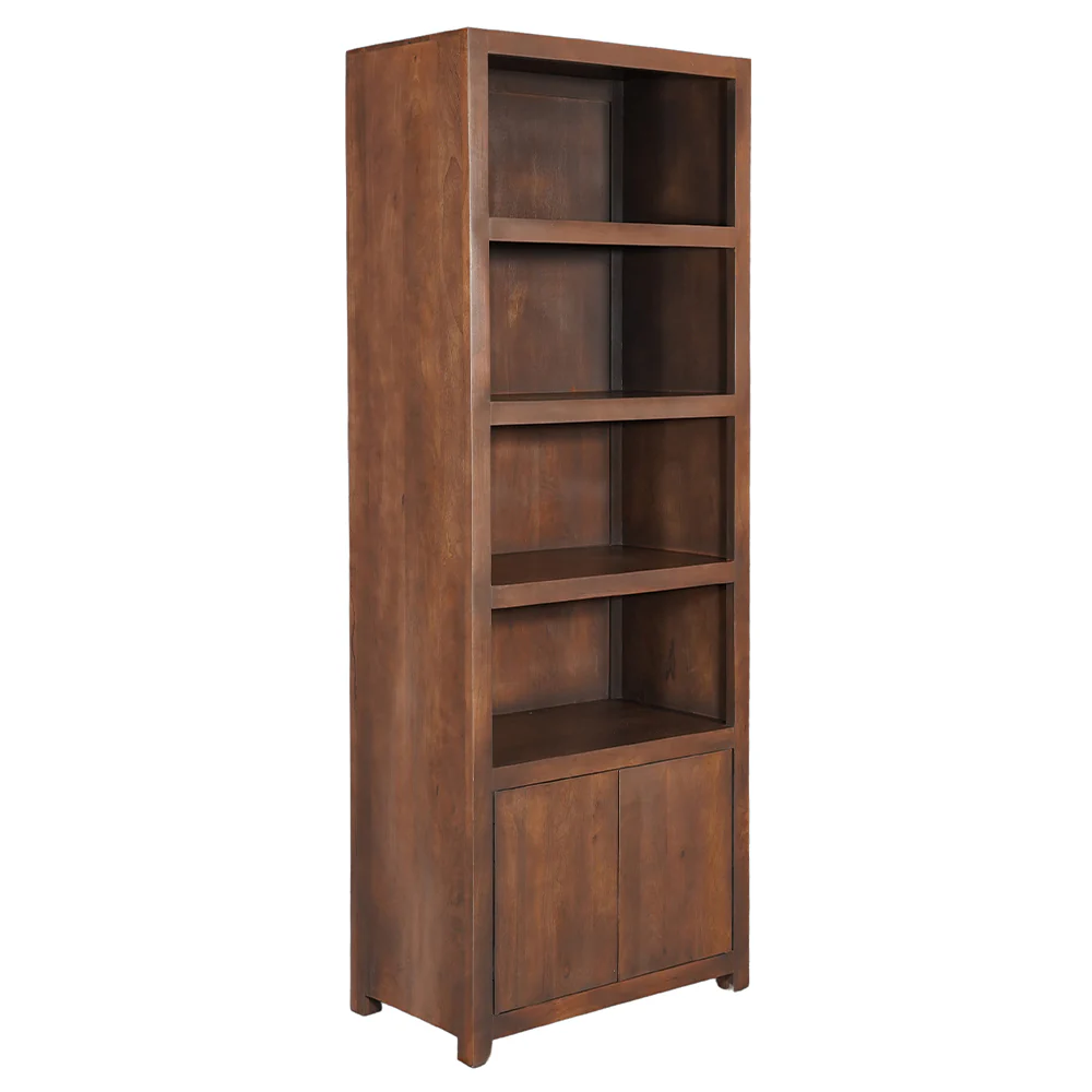 Mangohouten Wandkast Evan 80 cm Walnoot (4 open vakken, 2 deuren) - Image 3