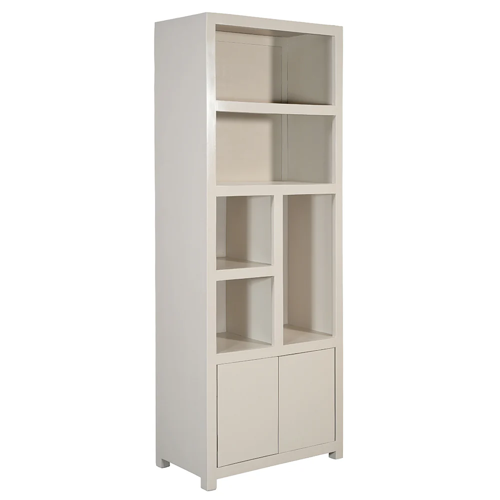 Mangohouten Wandkast Evan Crème 80 cm (5 open vakken, 2 deuren) - Image 3