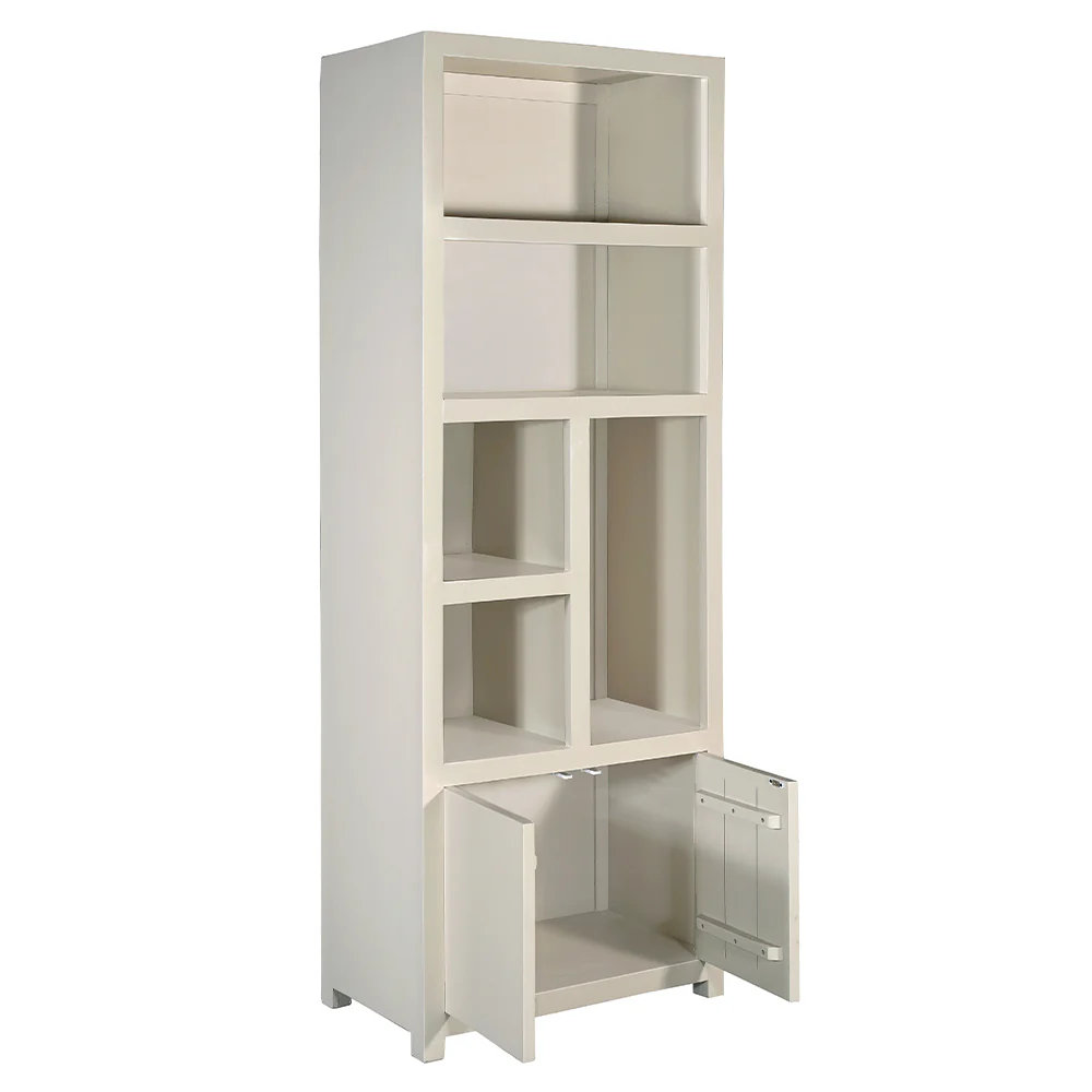 Mangohouten Wandkast Evan Crème 80 cm (5 open vakken, 2 deuren) - Image 4