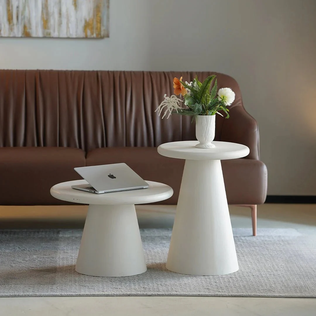 Salontafel Rond Maya Microcement 60 cm Beige - Image 4