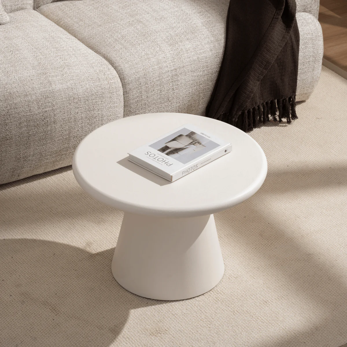 Salontafel Rond Maya Microcement 60 cm Wit - Image 3